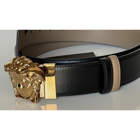 Versace Medusa-Buckle Reversible Leather Black/Brown Belt 90 (36) 1010325 NWT